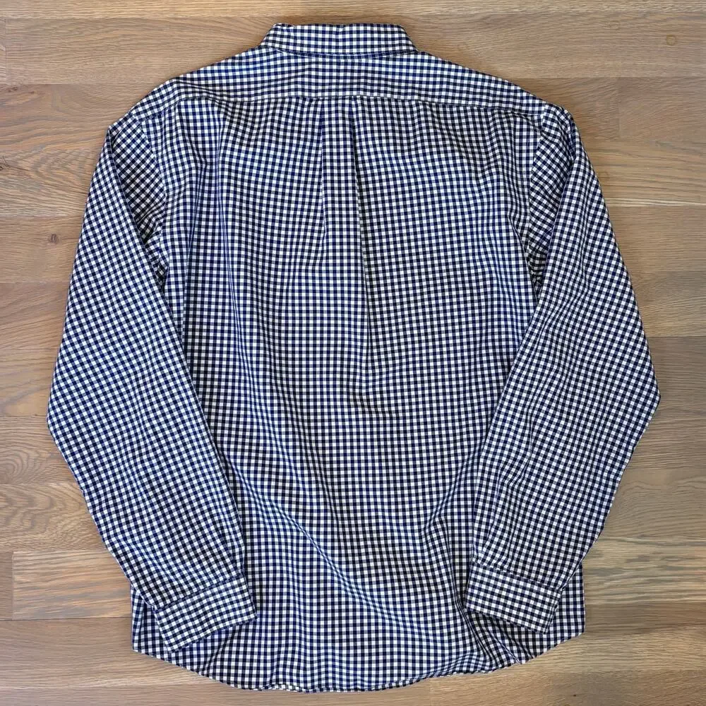 Ralph Lauren Custom Fit Gingham Shirt Button Down Navy White Mens Size XXL - Picture 8 of 9